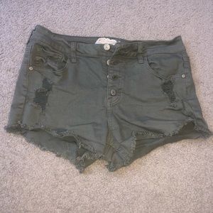 Altar’s State Olive Green Distressed Shorts